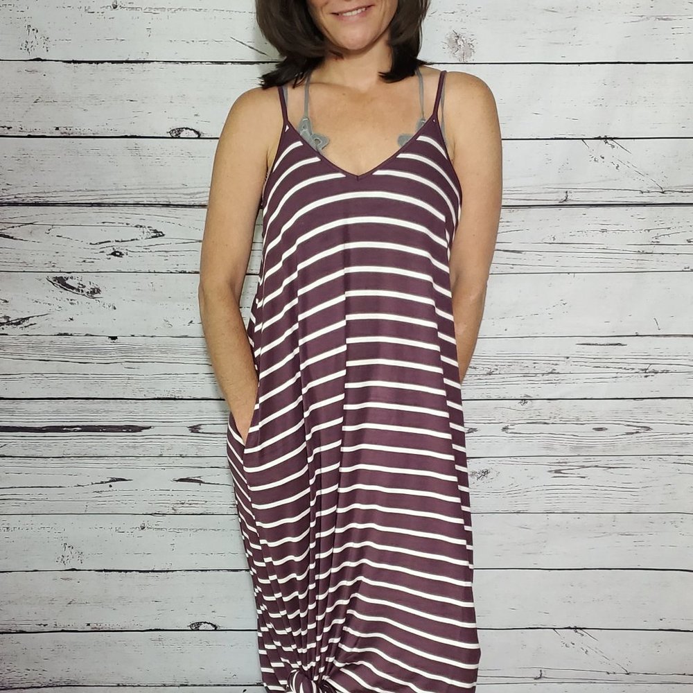 Eggplant Stripped Maxi Dress